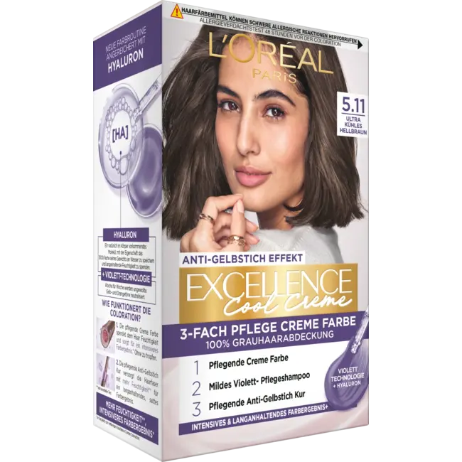 L'ORÉAL PARiS EXCELLENCE CREME Haarverf Cool Creme 5.11 Ultra Cool Lichtbruin 1 St