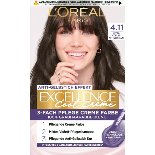L'ORÉAL PARiS EXCELLENCE CREME Haarverf Cool Creme 4.11 Middelbruin 1 St