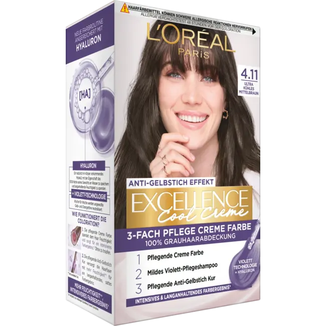 L'ORÉAL PARiS EXCELLENCE CREME Haarverf Cool Creme 4.11 Middelbruin 1 St