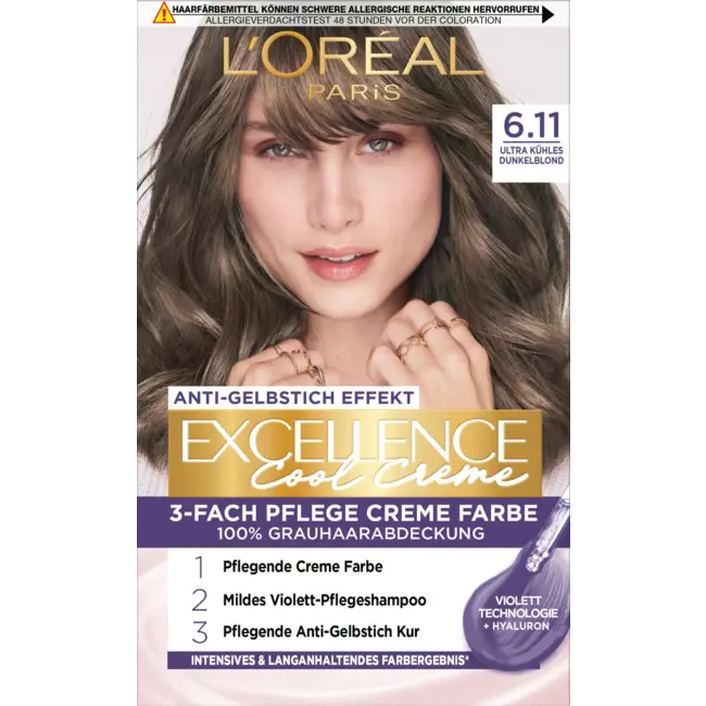 L'ORÉAL PARiS EXCELLENCE CREME Haarverf Cool Creme 6.11 Donkerblond 1 St
