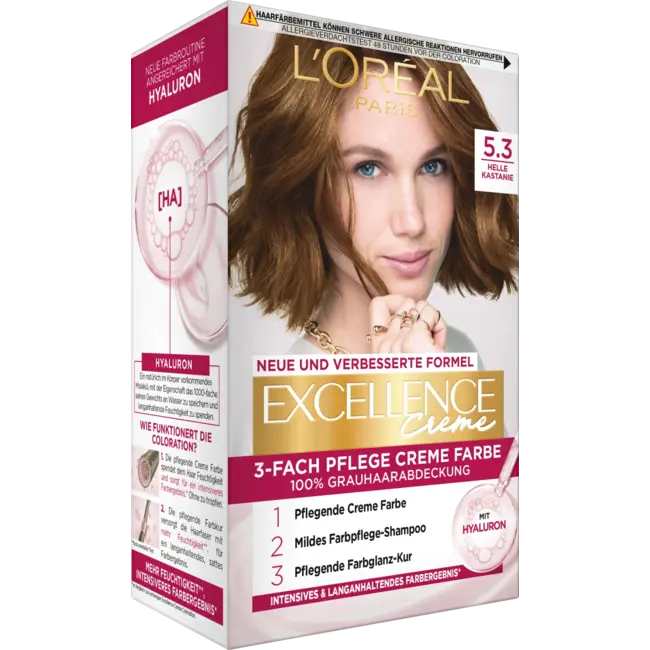 L'ORÉAL PARiS EXCELLENCE CREME Haarverf 5.3 Helle Kastanie 1 St