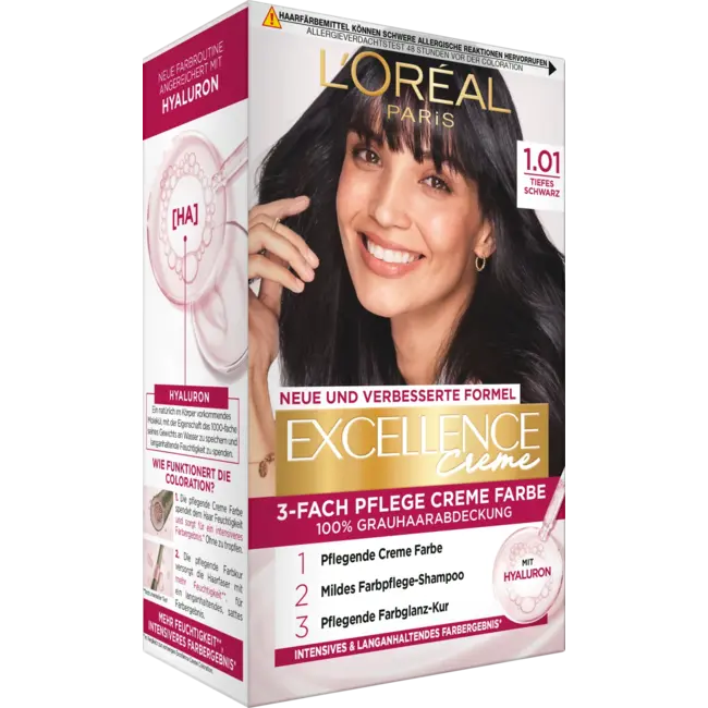 L'ORÉAL PARiS EXCELLENCE CREME Haarverf 1.01 Diep Zwart 1 St