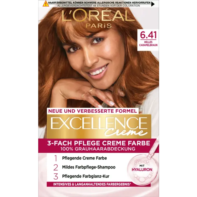 L'ORÉAL PARiS EXCELLENCE CREME Haarverf 6.41 Pour Caramelbraun, 1 St