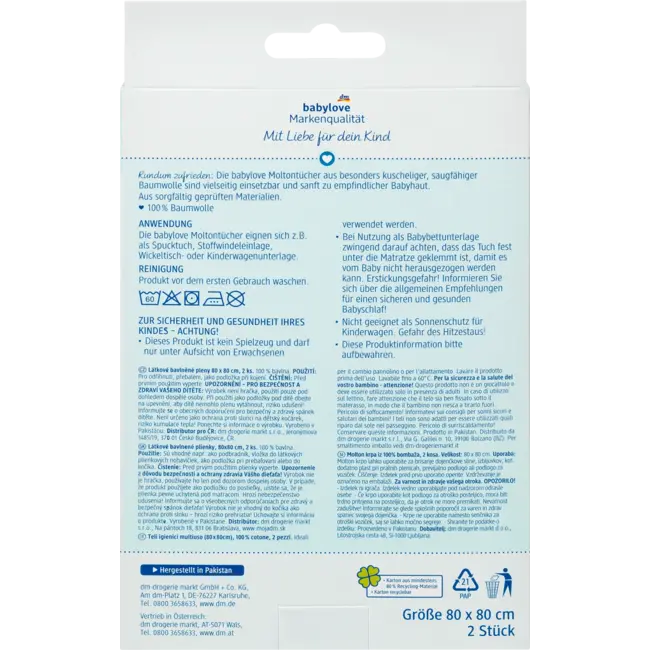 babylove Moltondoekjes Strepen/uni 2 St