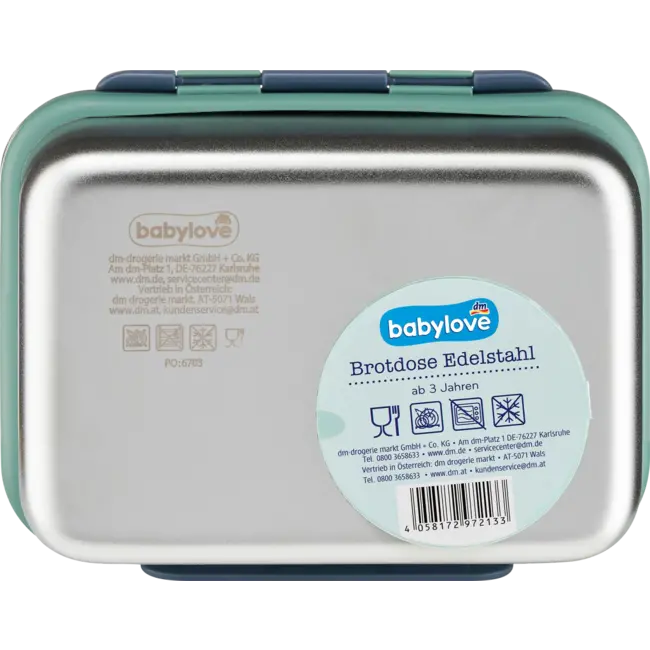 babylove Lunchbox RVS Blauw/groen 1 St