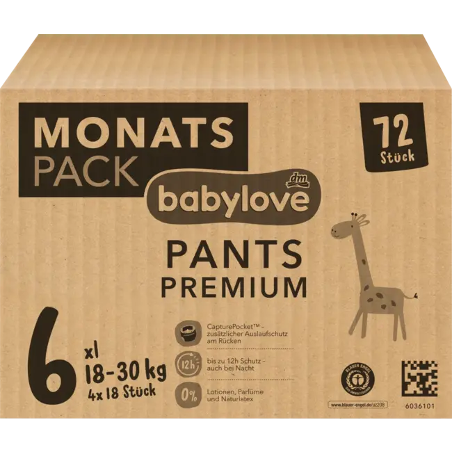 babylove Babybroek Premium Monatsbox Gr. 6 XL (18-30 Kg) 72 St