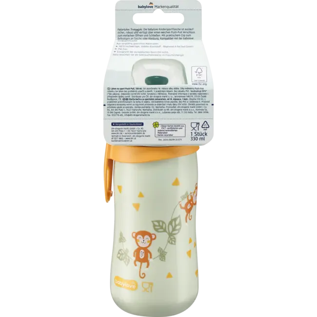 babylove Drinkfles Kind Groen Aap, 330 Ml 1 St