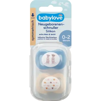 Babylove babylove Fopspeen Voor Pasgeborenen Symmetrisch, Siliconen, Blauw/crème, 0-2 Maanden