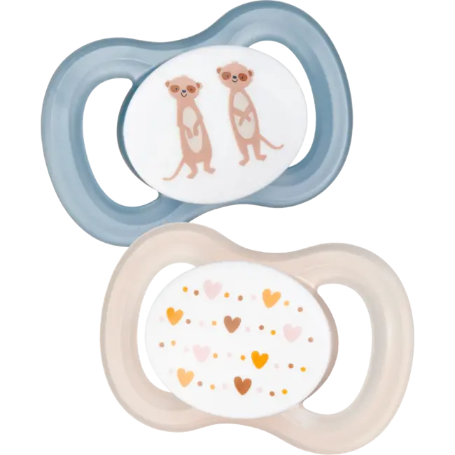 babylove Fopspeen Voor Pasgeborenen Symmetrisch, Siliconen, Blauw/crème, 0-2 Maanden 2 St