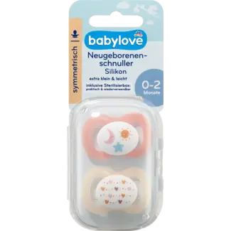 Babylove babylove Fopspeen voor pasgeborenen symmetrisch, siliconen, perzik/crème, 0-2 maanden