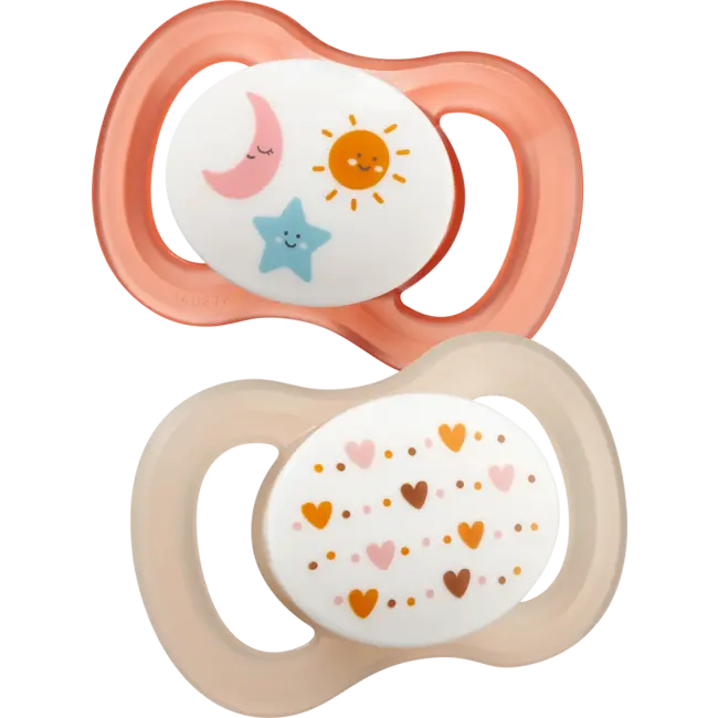 babylove Fopspeen voor pasgeborenen symmetrisch, siliconen, perzik/crème, 0-2 maanden 2 St