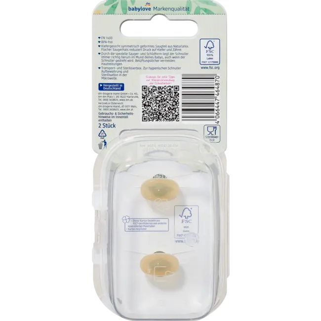 babylove Schnuller Latex Symmetrisch, Eukalyptus/mint, Gr.2, 5-18 Monate 2 St