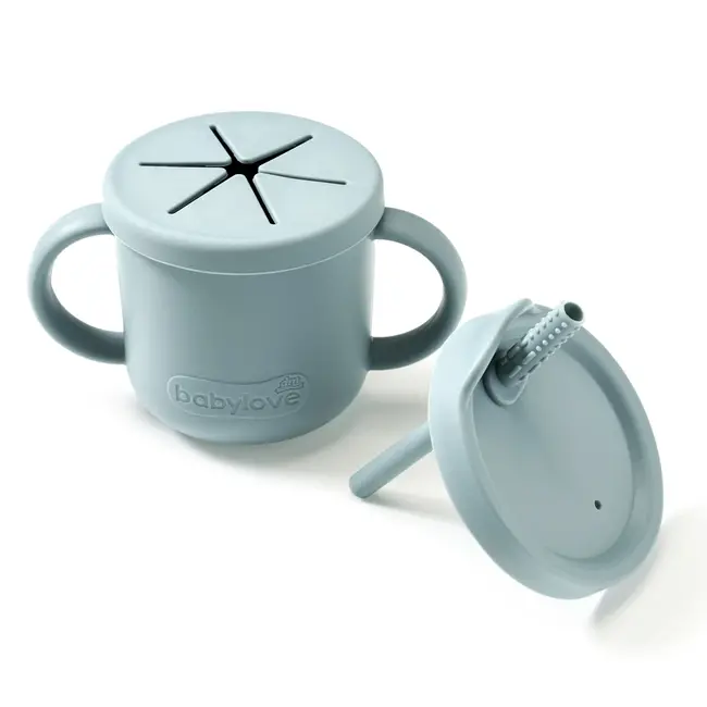 babylove 2 In 1 Snack- En Drinkbeker Siliconen Blauw 1 St
