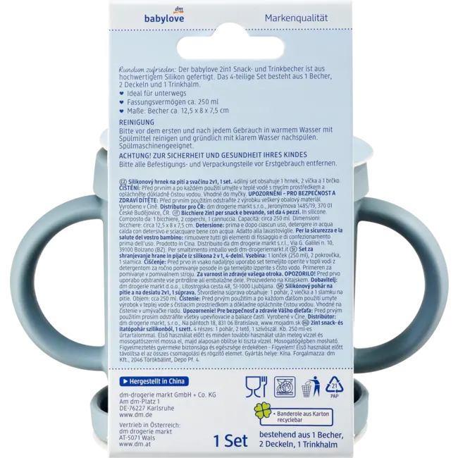 babylove 2 In 1 Snack- En Drinkbeker Siliconen Blauw 1 St