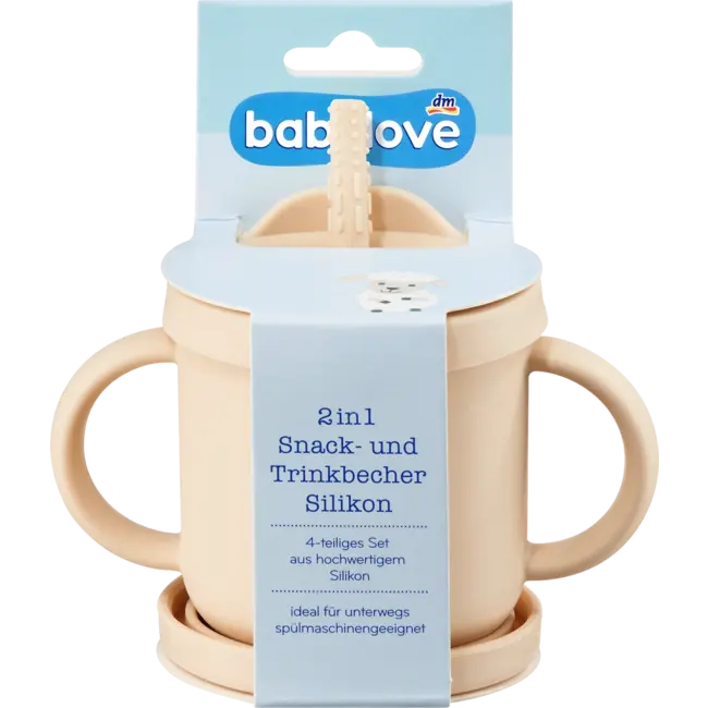 babylove 2in1 Snack- En Drinkbeker Siliconen, Beige 1 St