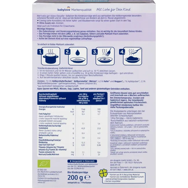 babylove Kinderporridge Appelbosbes, Vanaf De 8e Maand 200 g
