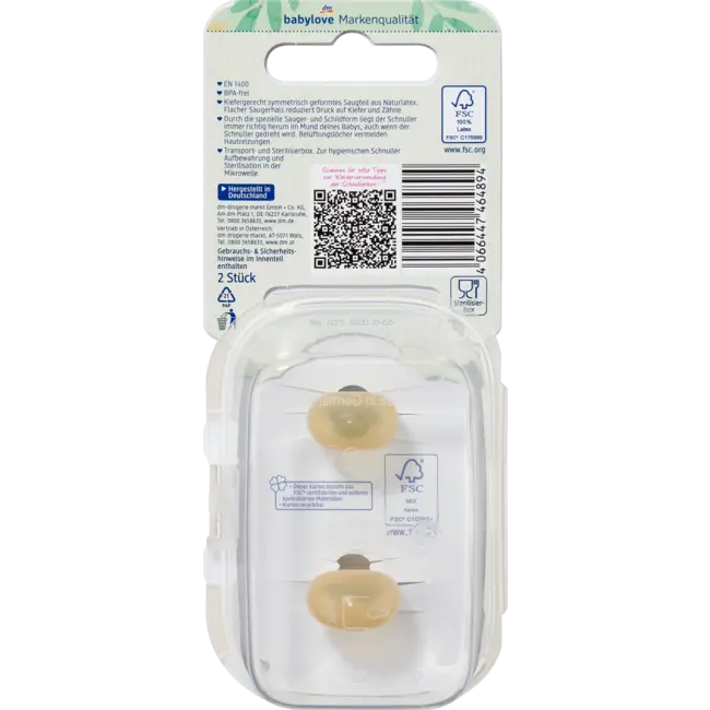 babylove Schnuller Latex Symmetrisch, Eukalyptus/mint, Gr.3, Ab 16 Monate 2 St