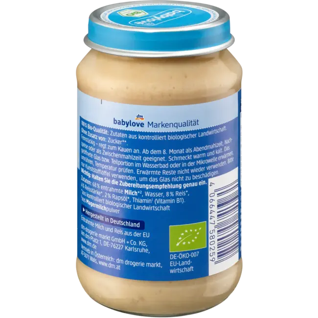 babylove Avondpap Zuivelrijst Puur, Vanaf De 8e Maand 190 g