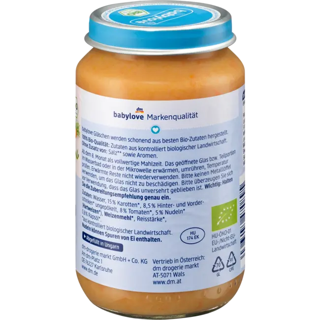 babylove Menu Hamnoedels Met Groenten, Vanaf 8 Maanden 220 g