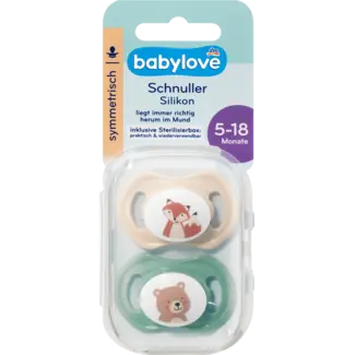 Babylove babylove Fopspeen Siliconen Symmetrisch, Beige/groen, Maat 2, 5-18 Maanden