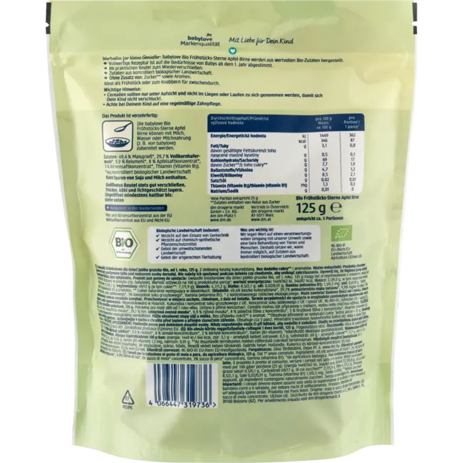 babylove Kindermuesli Appelpeersterren, Vanaf 1 Jaar 125 g