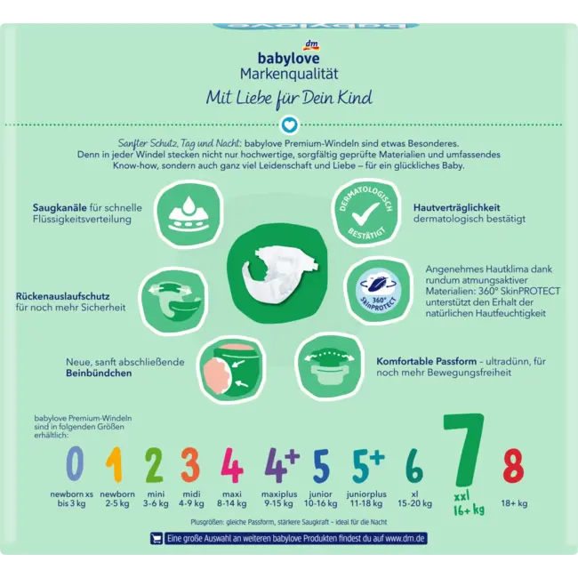 babylove Windeln Premium Gr. 7 XXL 16+ Kg 30 St