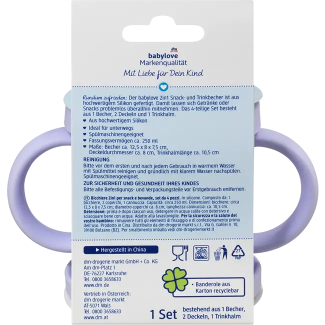 babylove Snack- En Drinkbeker 2in1 Siliconen Lila 1 St