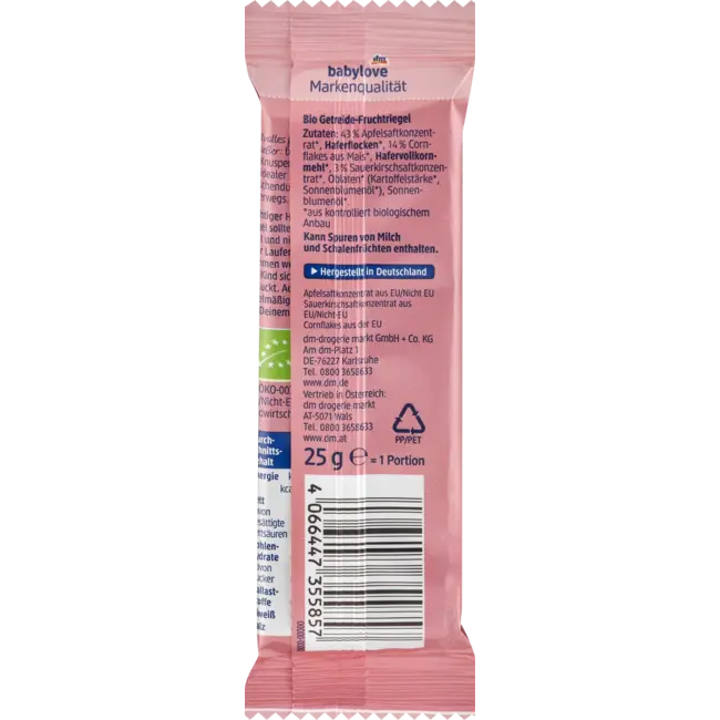 babylove Krokante Reep Appel-kersen Vanaf 1 Jaar 25 g