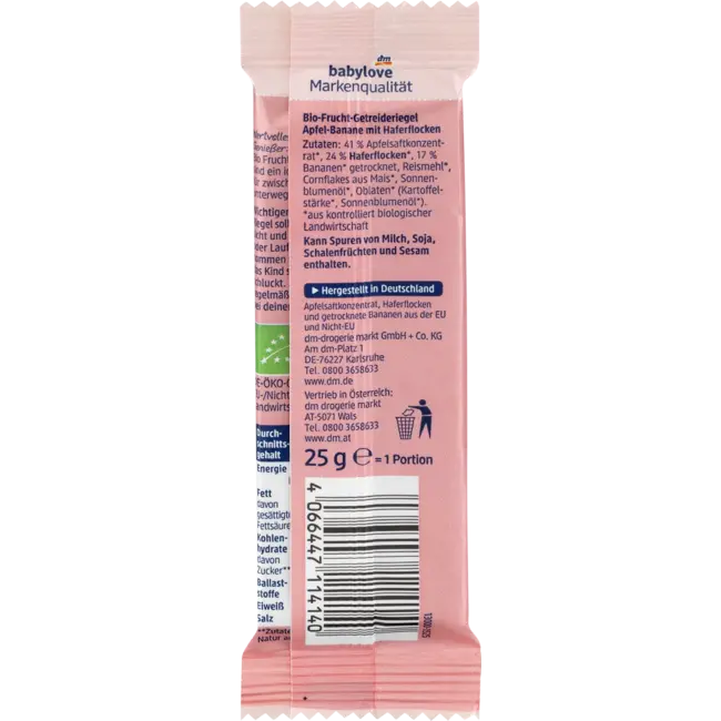 babylove Fruitreep Biologische Fruit-graanreep Appelbanaan Vanaf 1 Jaar, 25 G 25 g