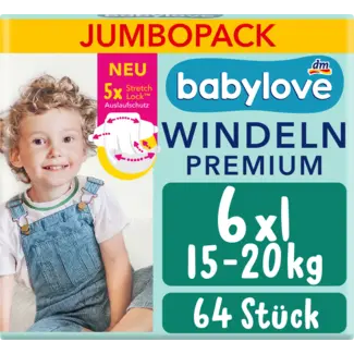 Babylove babylove Windeln Premium Gr. 6 XL (15-20 Kg), Jumbo Pack
