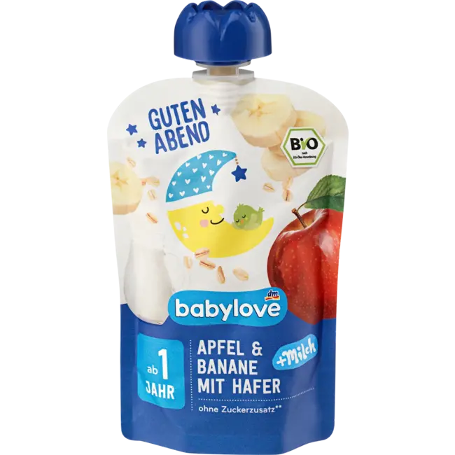 babylove Quetschie Goedenavond Appel-banaan-haver-melk Recyclebaar Vanaf 1 Jaar 100 g