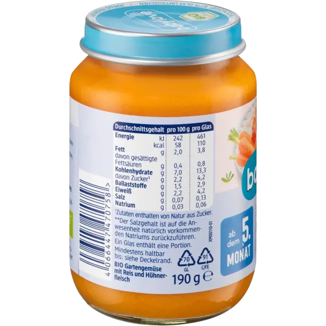 babylove Menu Tuingroenten Met Rijst & Kip Vanaf De 5e Maand 190 g