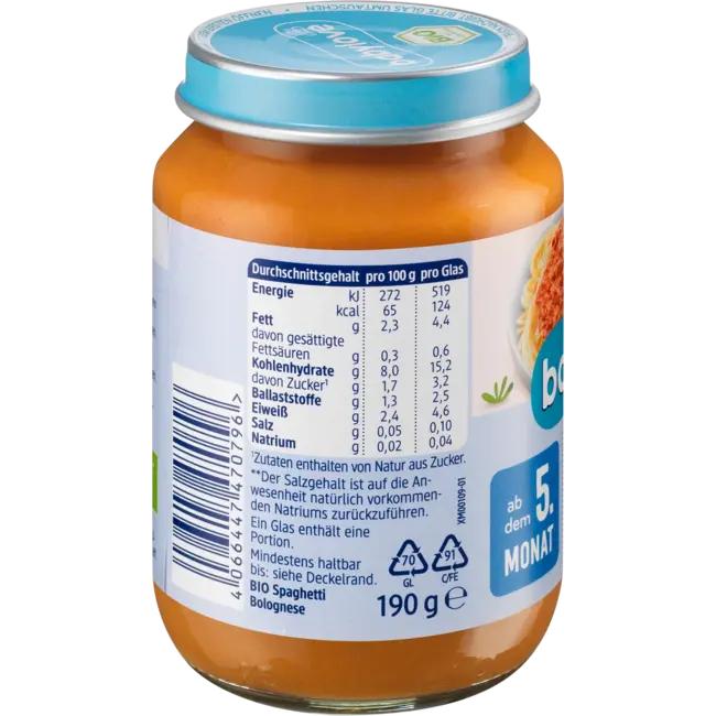 babylove Menu Spaghetti Bolognese Vanaf De 5e Maand 190 g