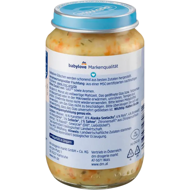 babylove Menu Roomgroenten Met Rijst En Koolvis Vanaf De 8e Maand 220 g