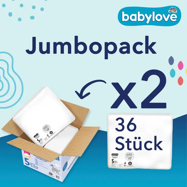 babylove Windeln Premium Gr. 5 Junior (10-16 Kg), Jumbo Pack 72 St