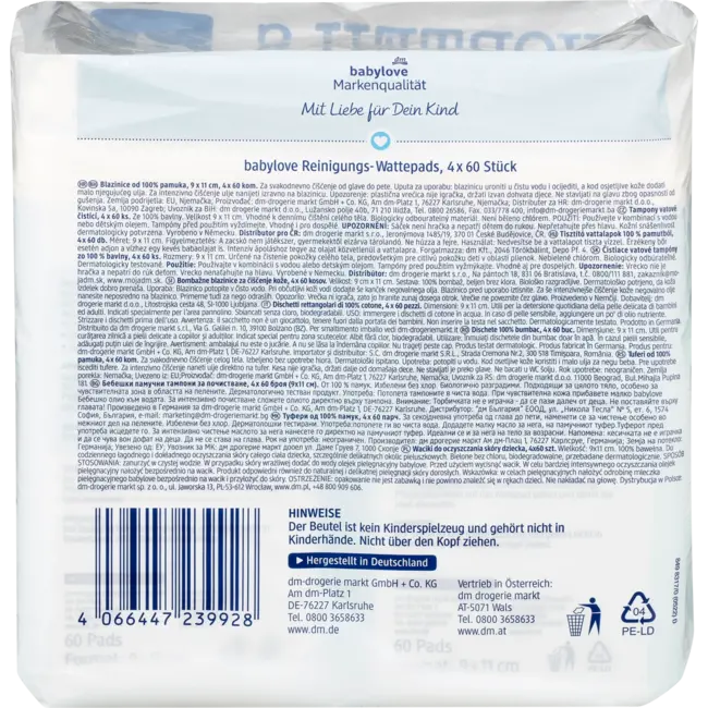 babylove Schoonmaak Wattenschijfjes 4x60 St 240 St
