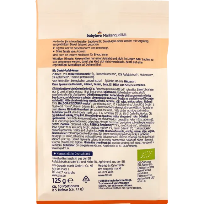 babylove Kindersnack Spelt-appelkoekjes Bio Vanaf 1 Jaar 125 g