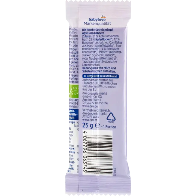 babylove Fruit-graanreep Bio Appel-aroniabes Vanaf 1 Jaar 25 g