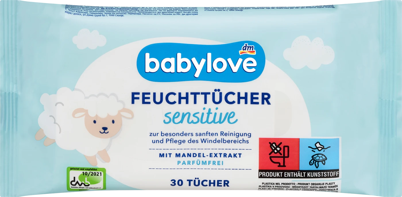 Baby vochtige doekjes Sensitiv – 100% biologisch afbreekbaar & veganistisch – extra zacht en zacht voor de huid – 99% water – zonder alcohol – dermatologisch getest – (10 x 80 | 80 stuks