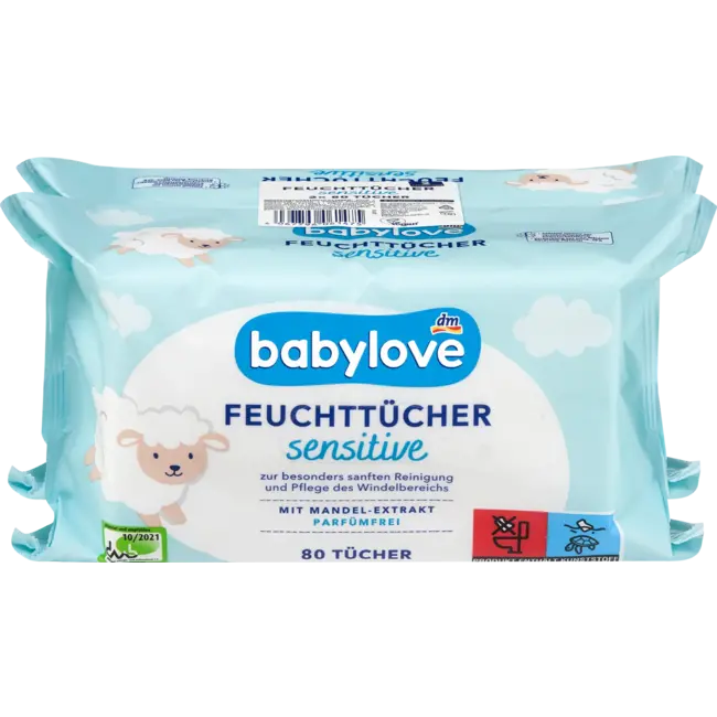 babylove Natte Doekjes Sensitive (2x80 St) 160 St