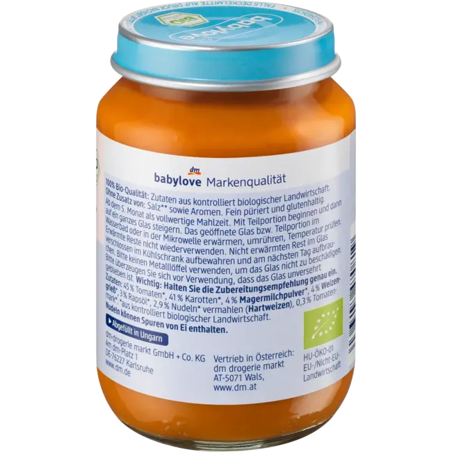 babylove Menu Tomatengroenten Met Pasta Vanaf De 5e Maand 190 g