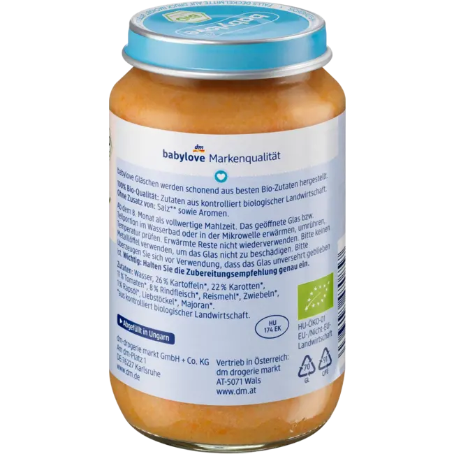 babylove Menu Aardappelen Met Rundergoulash Vanaf De 8e Maand 220 g