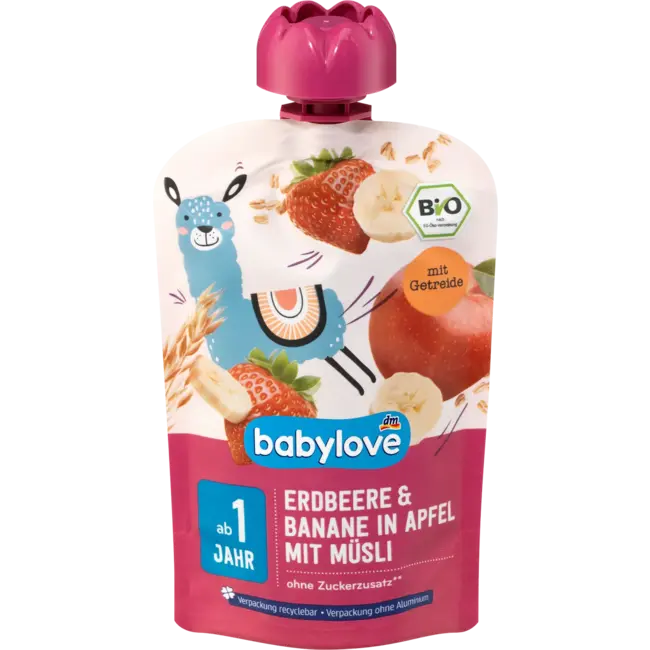 babylove Quetschie Aardbei-banaan In Appel Met Muesli Recyclebaar Vanaf 1 Jaar 100 g