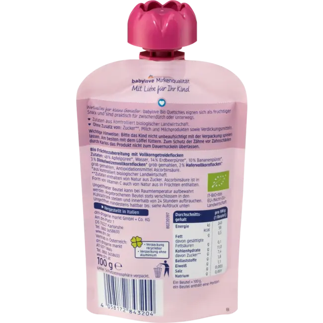 babylove Quetschie Aardbei-banaan In Appel Met Muesli Recyclebaar Vanaf 1 Jaar 100 g