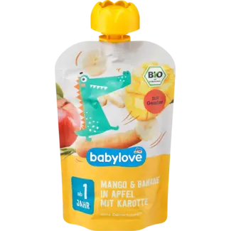 Babylove babylove Quetschie Mango & Banaan In Appel Met Wortel Vanaf 1 Jaar