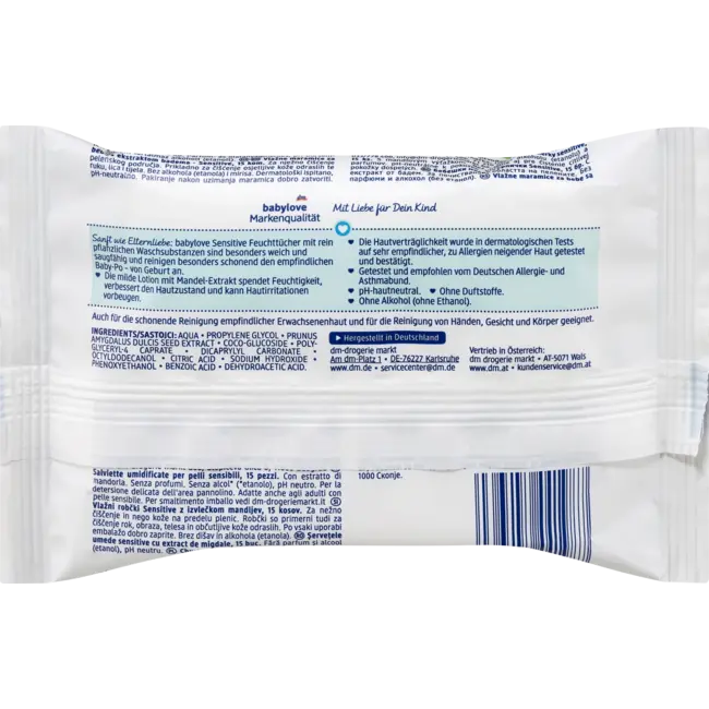 babylove Natte Doekjes Sensitief Reisformaat 15 St