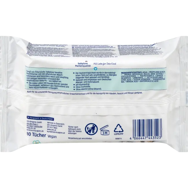 babylove Natte Doekjes Sensitive 4x80 Stuks 320 St