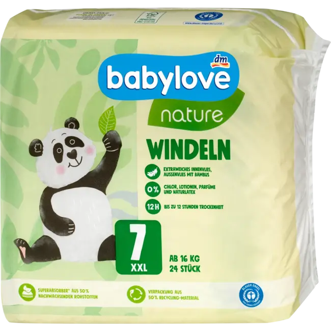 babylove nature Luiers Maat 7, XXL (vanaf 16 Kg) 24 St