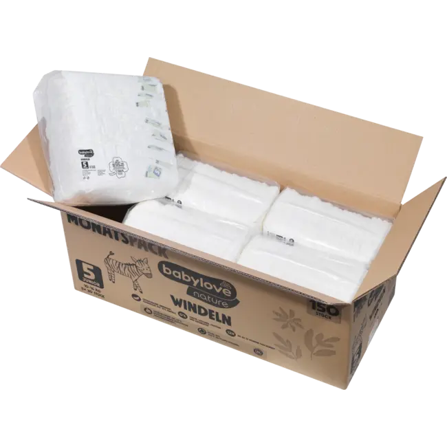babylove nature Windeln Gr. 5, Junior (10-16 Kg), Monatspack 150 St