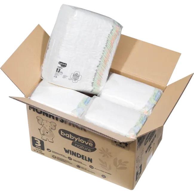 babylove nature Windeln Gr. 3 Midi (4-9 Kg), Monatspack 144 St